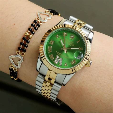 two tone rolex green dial|green dial Rolex price.